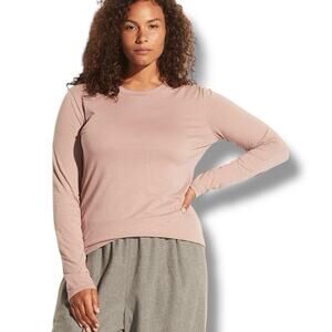 Vince Size XXXL 3X Pink 100% Pima Cotton Essential Long Sleeve Crew Neck Tee 3XL